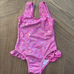 2T Flap Happy Pink Mermaid Iridescent One Piece Swimsuit